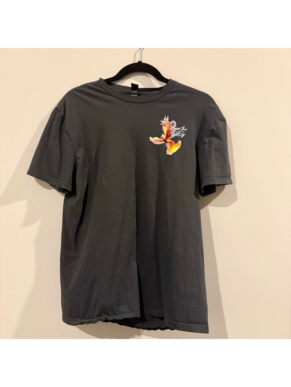 District Graphic Tee Shirt Mens M Grey Phoenix Quote Some Are Lost To Fire